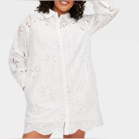 NWT ROLLER RABBIT x TARGET WHITE EYELET PALM TREE SHIRT/DRESS/COVER UP- SIZE XXL - Picture 2 of 6